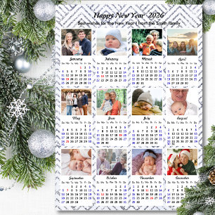 Cartes Pour Fêtes Annuelles 2025 Calendrier Famille moderne Photo Parties scin