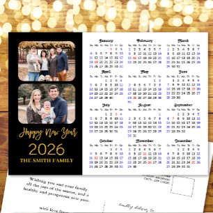 Cartes Pour Fêtes Annuelles 2025 Calendrier Parties scintillant moderne Black 