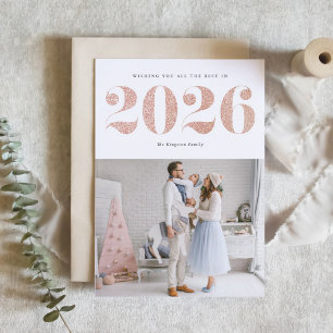 Cartes Pour Fêtes Annuelles 2025 Faux Rose Gold Parties scintillant Moderne Bo