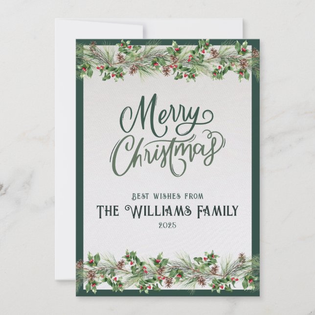 Cartes Pour Fêtes Annuelles 2025 Personalized Merry Christmas Card with Photo (Devant)