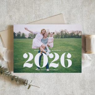 Cartes Pour Fêtes Annuelles 2025 Téméraire Typographie Horizontale Photo Nouve