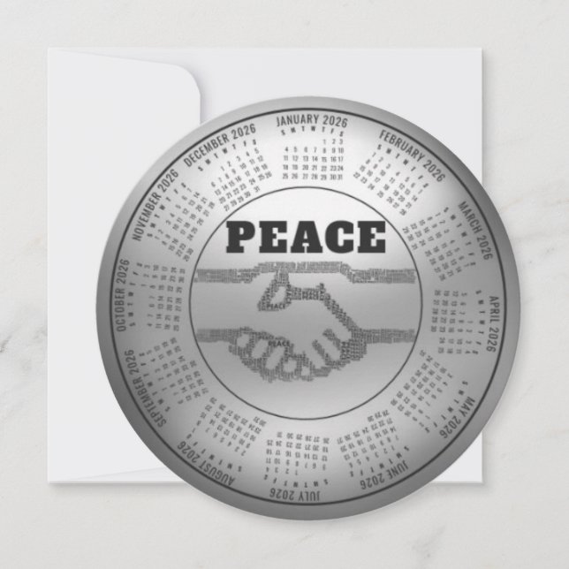 Cartes Pour Fêtes Annuelles 2026 Calendar Peace (Devant)