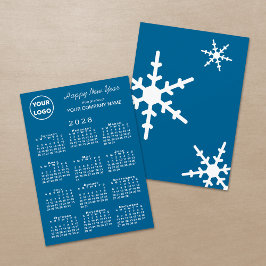 Cartes Pour Fêtes Annuelles 2026 Calendrier Business Logo Blue Snowflake