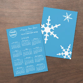Cartes Pour Fêtes Annuelles 2026 Calendrier Business Logo Light Blue Snowflake