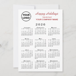 Cartes Pour Fêtes Annuelles 2026 Calendrier Business Logo Rouge Blanc En vichy