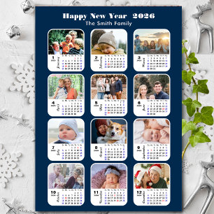Cartes Pour Fêtes Annuelles 2026 Calendrier Famille 12 Photo Collage moderne b