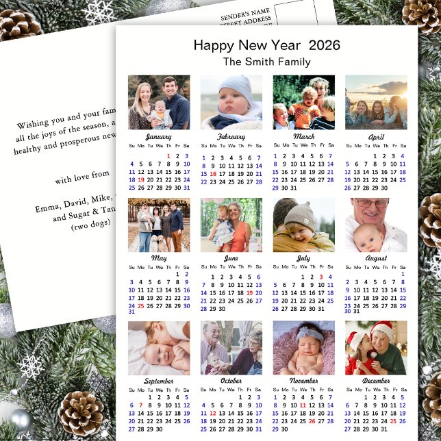 Cartes Pour Fêtes Annuelles 2026 Calendrier Famille Moderne Collage Photo Simp (Créateur téléchargé)