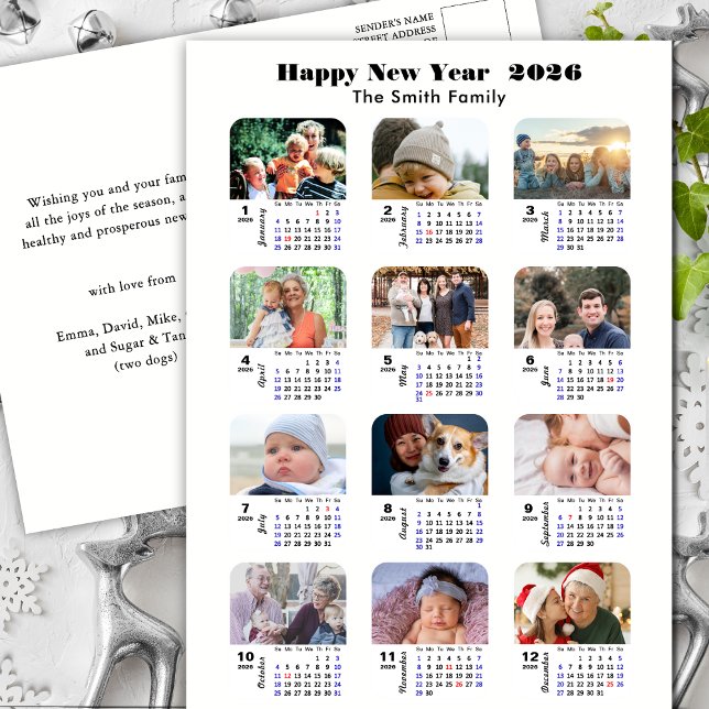 Cartes Pour Fêtes Annuelles 2026 Calendrier Famille Moderne Collage Photo Simp (Créateur téléchargé)