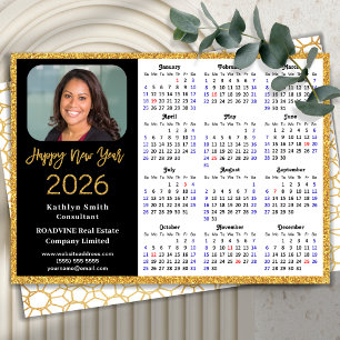 Cartes Pour Fêtes Annuelles 2026 Calendrier Gold Parties scintillant Business