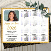 2026 Calendrier Gold Parties scintillant Moderne S