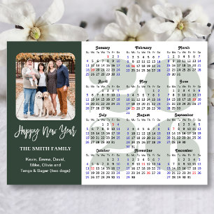 Cartes Pour Fêtes Annuelles 2026 Calendrier Moderne Sage Vert Minimaliste Phot