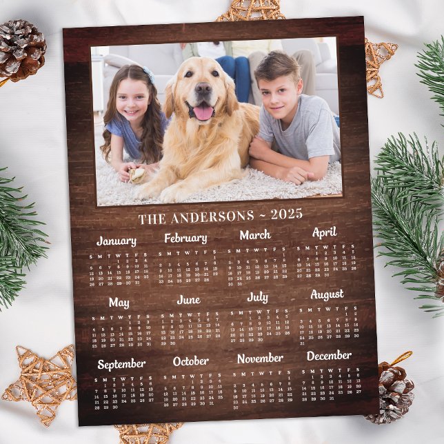 Cartes Pour Fêtes Annuelles 2026 Rustic Full Year Family Animaux de compagnie  (Créateur téléchargé)