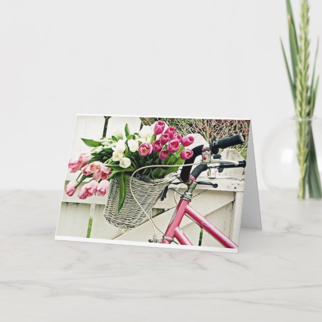 CARTES POUR FÊTES ANNUELLES **21E ANNIVERSAIRE** PANIER REMPLI DE ROSES (Devant)