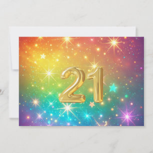 Cartes Pour Fêtes Annuelles 21e étoile arc-en-ciel colorée