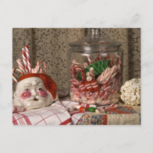 Cartes Pour Fêtes Annuelles 2345 Père Noël Vase & Sucres de canne Noël