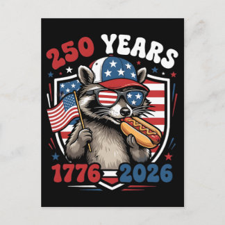 Cartes Pour Fêtes Annuelles 250 years 1776 2026 patriotic raccoon usa independ