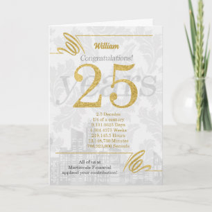 Cartes Pour Fêtes Annuelles 25 ans Anniversaire de l'employé Élégance de l'ent