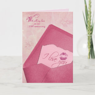 Cartes Pour Fêtes Annuelles 25e anniversaire de mariage dans l'enveloppe