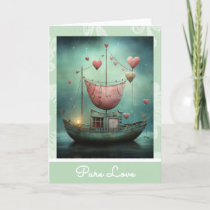 Cartes Pour Fêtes Annuelles *~* 28 AP51 Romantique Love Boat Hearts Valentine