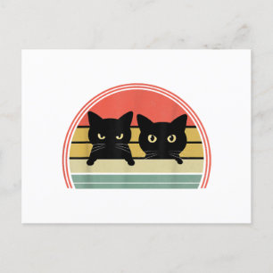Cartes Pour Fêtes Annuelles 2 Chats noirs Pékin Vintage Retro Chat Animal Love