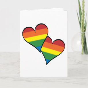 Cartes Pour Fêtes Annuelles 2 Coeurs Arc-En-Ciel Embrassant - Grand - "Roses..