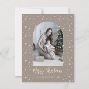 Cartes Pour Fêtes Annuelles 2 étoiles Arch Joyeux Noël Or Brown