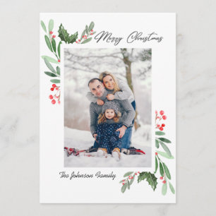 Cartes Pour Fêtes Annuelles 2 PHOTO Aquarelle Gui Houx Baie Noël