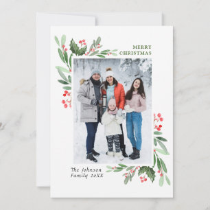 Cartes Pour Fêtes Annuelles 2 PHOTO Aquarelle Mistletoe Holly Berry Noël