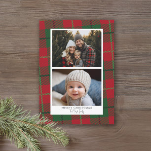 Cartes Pour Fêtes Annuelles 2 Photo avec Bordure Plaid - Téléchargement instan