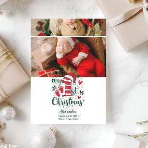 Cartes Pour Fêtes Annuelles 2 Photo Candy Cane Bébé 1er Noël