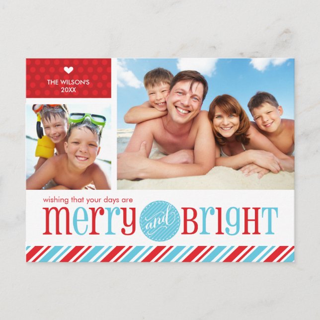 Cartes Pour Fêtes Annuelles 2 PHOTO CHRISTMAS POSTCARD :: Joyeux & lumineux 1 (Devant)
