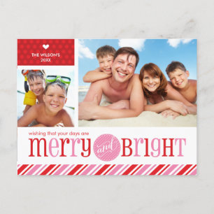 Cartes Pour Fêtes Annuelles 2 PHOTO CHRISTMAS POSTCARD : merry & bright