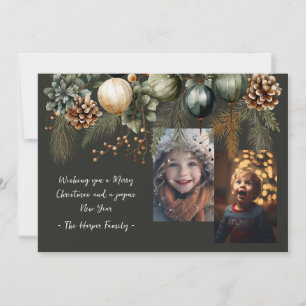 Cartes Pour Fêtes Annuelles 2 Photo Festive Élégante verdure