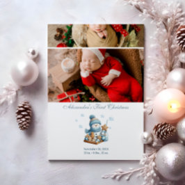 Cartes Pour Fêtes Annuelles 2 Photo First Christmas Birth Announcement 
