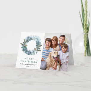 Cartes Pour Fêtes Annuelles 2 PHOTO Holly Berry Wreath voeux de Noël
