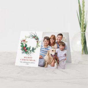 Cartes Pour Fêtes Annuelles 2 PHOTO Holly Berry Wreath voeux de Noël
