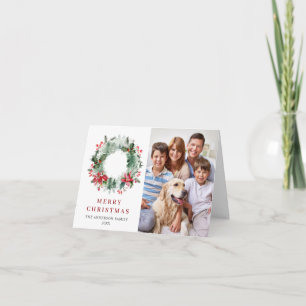 Cartes Pour Fêtes Annuelles 2 PHOTO Holly Berry Wreath voeux de Noël