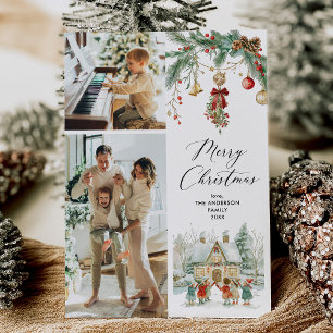 Cartes Pour Fêtes Annuelles 2 Photo Joyeux Noël Jote Carolers Scène d'hiver