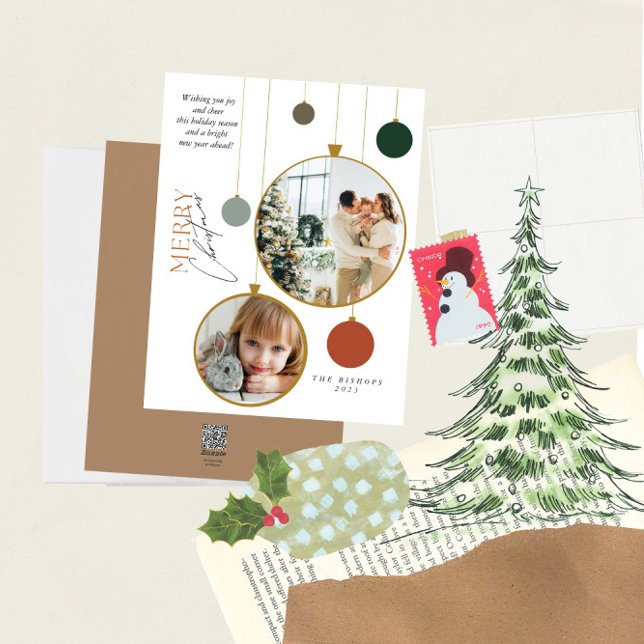 Cartes Pour Fêtes Annuelles 2 Photo Joyeux voeux de Noël ornemental (Créateur téléchargé)