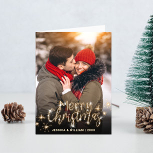 Cartes Pour Fêtes Annuelles 2 PHOTO Modern Golden Christmas Greeting