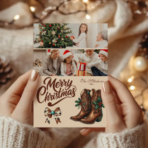 2 Photo Western Bow & Boots Noël