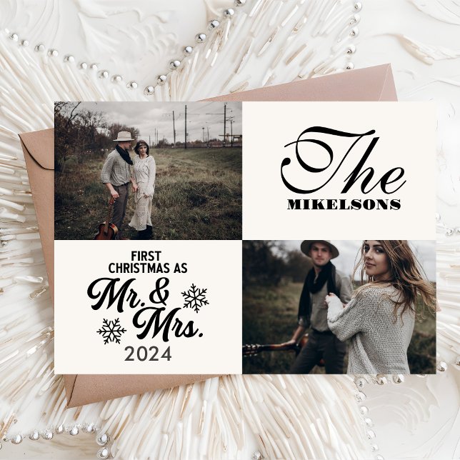 Cartes Pour Fêtes Annuelles 2 Photos Premier Noël comme M. et Mme (Créateur téléchargé)