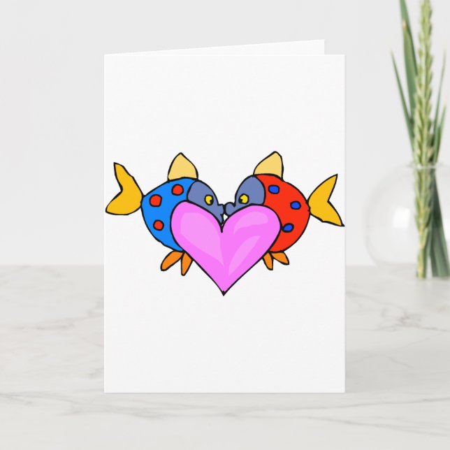 Cartes Pour Fêtes Annuelles 2 poissons en train de s'embrasser (Devant)