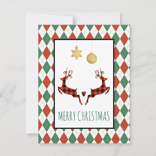 Cartes Pour Fêtes Annuelles 2 Saut de cerfs de Noël (Devant)