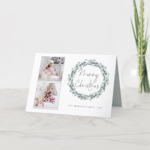 Cartes Pour Fêtes Annuelles 2 Script photo Turquoise Folithe Wreath Joyeux Noë