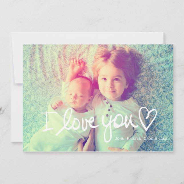 Cartes Pour Fêtes Annuelles 311 Je t'aime Blanc Famille Valentine (Devant)