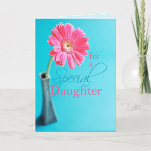 Cartes Pour Fêtes Annuelles 3574 Daughter Valentine's Day Pink Daisy Blue