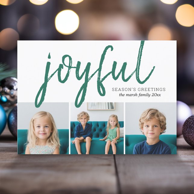 Cartes Pour Fêtes Annuelles 3 Collage photo - Bonnes Fêtes joyeux (Modern Christmas Photo Greeting Card)