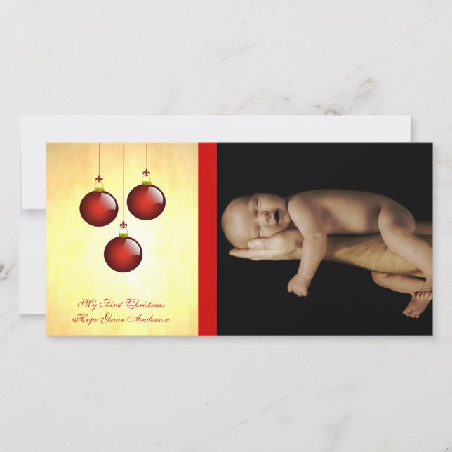 Cartes Pour Fêtes Annuelles 3 ornements rouges (Devant)