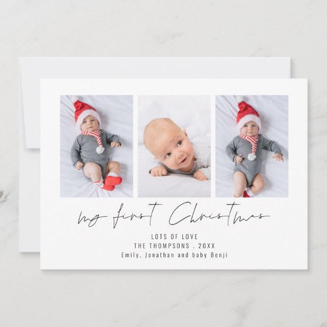 Cartes Pour Fêtes Annuelles 3 Photo 2026 Calendrier Bébé 1er Noël (Devant)